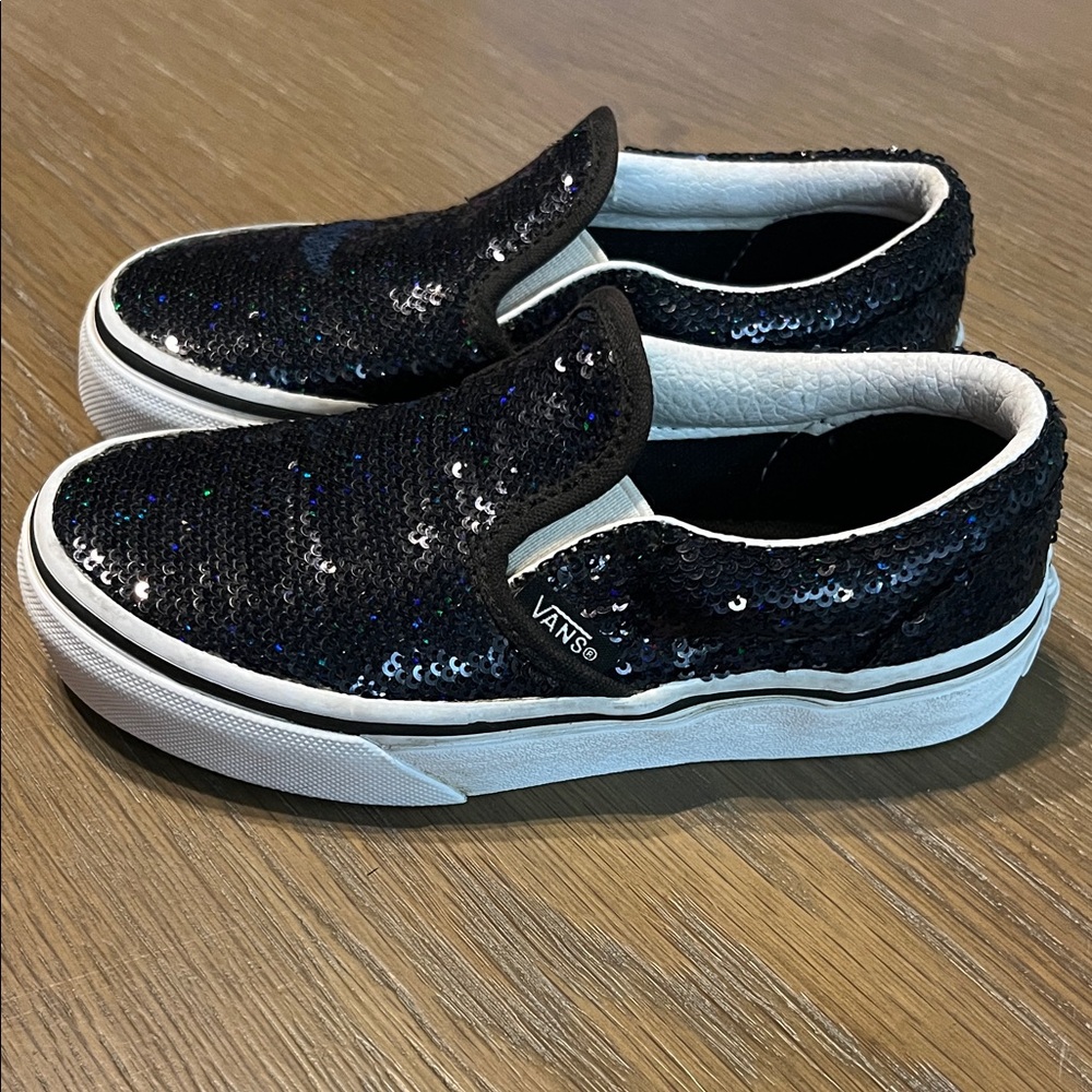 Vans Black Sequin Kids Slip-On Sneakers - Picture 6 of 6